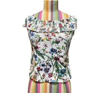 ZARA Trafaluc Floral Print Off The Shoulder Top 0890